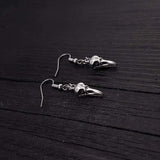 Sterling Silver Raven Skull Earrings Solid Hand Cast 925 Sterling Silver Surgical Stainless Steel Hooks - Moon Raven Designs