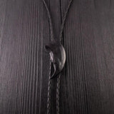 Black Bear Claw Bolo Tie Hand Cast Onyx Resin Black Braided Cord with Silver Tips - Moon Raven Designs