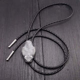 Silver Rattlesnake Bolo Tie Life Size Silver Plated Bronze Black Braided Cord with Silver Tips - Moon Raven Designs