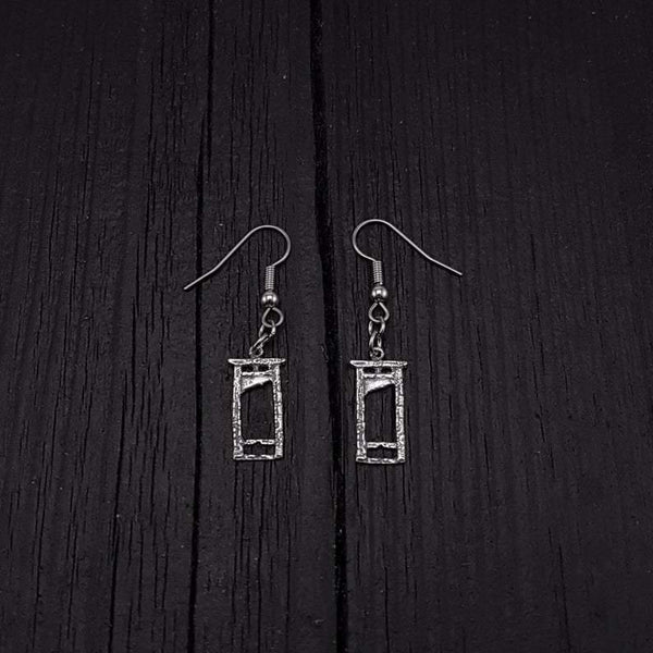 Tiny Guillotine Earrings - Solid Hand Cast 925 Sterling Silver on Stainless Steel Hooks - Moon Raven Designs