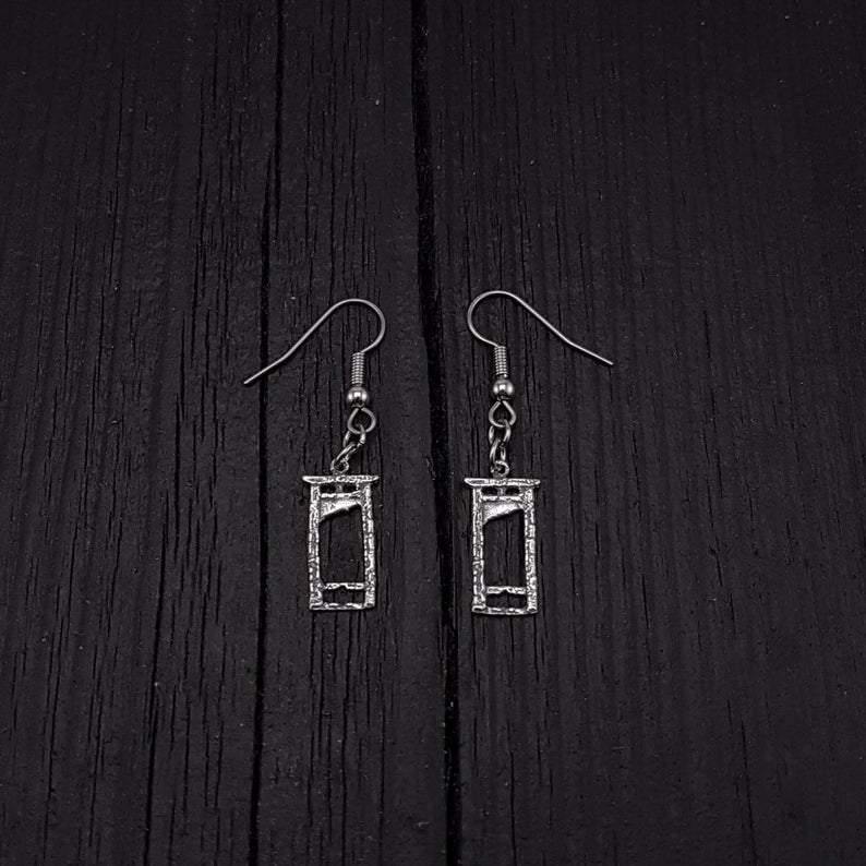 Tiny Guillotine Earrings - Solid Hand Cast 925 Sterling Silver on Stainless Steel Hooks - Moon Raven Designs