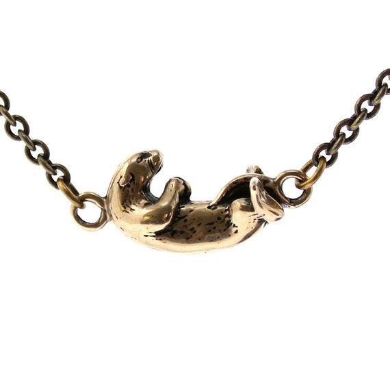 Floating Otter Charm Necklace - Moon Raven Designs