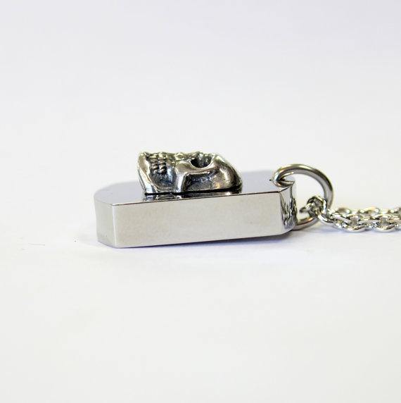 Silver Skull Necklace Cremation Urn - Moon Raven Designs