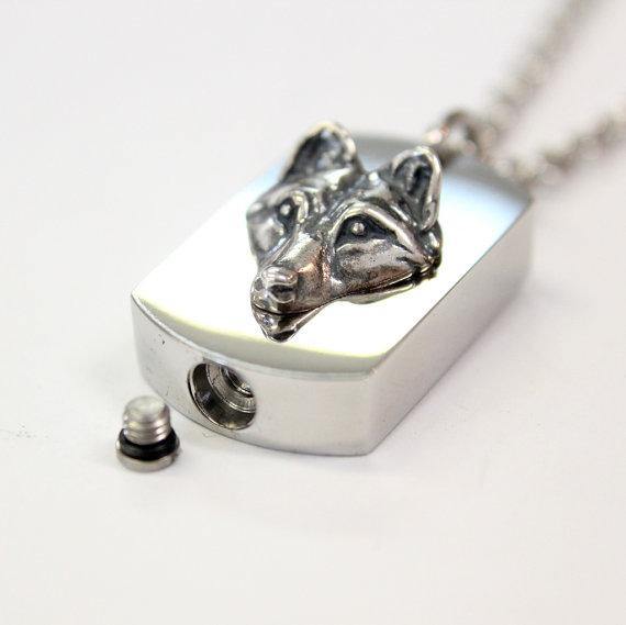 Silver Wolf Cremation Urn - Moon Raven Designs