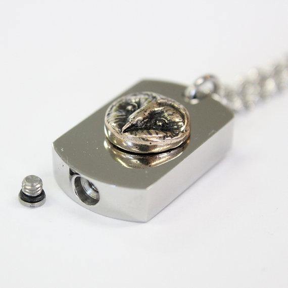 Barn Owl Necklace Cremation Urn Pendant - Moon Raven Designs