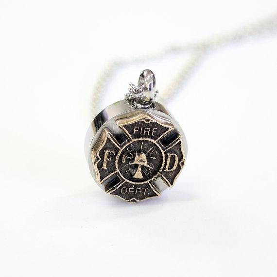 Firemen's Necklace Cremation Urn Pendant - Moon Raven Designs