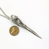 Silver Heron Skull Pendant Necklace - Moon Raven Designs