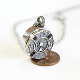 Firemens Emblem Cremation Ash Urn Necklace - Moon Raven Designs