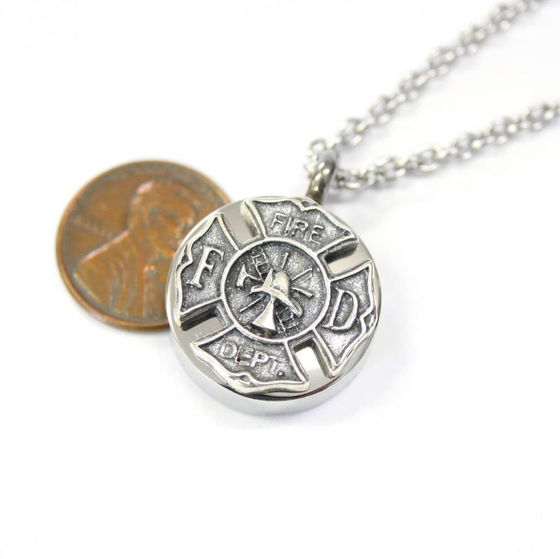 Firemens Emblem Cremation Ash Urn Necklace - Moon Raven Designs