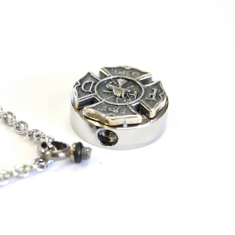 Firemens Emblem Cremation Ash Urn Necklace - Moon Raven Designs