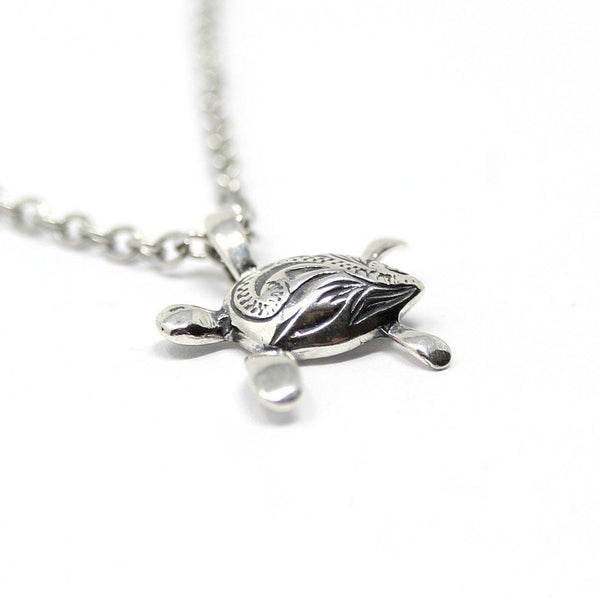 Engraved Sea Turtle Necklace in Sterling Silver - Moon Raven Designs