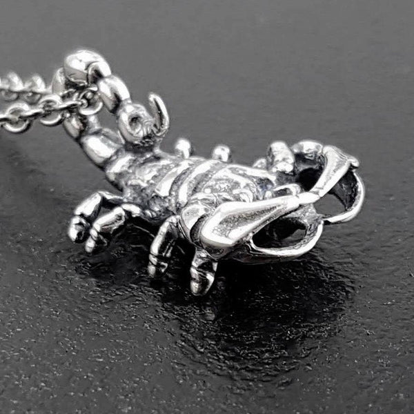 Scorpion Pendant Necklace Solid Cast Silver Plated Bronze - Moon Raven Designs