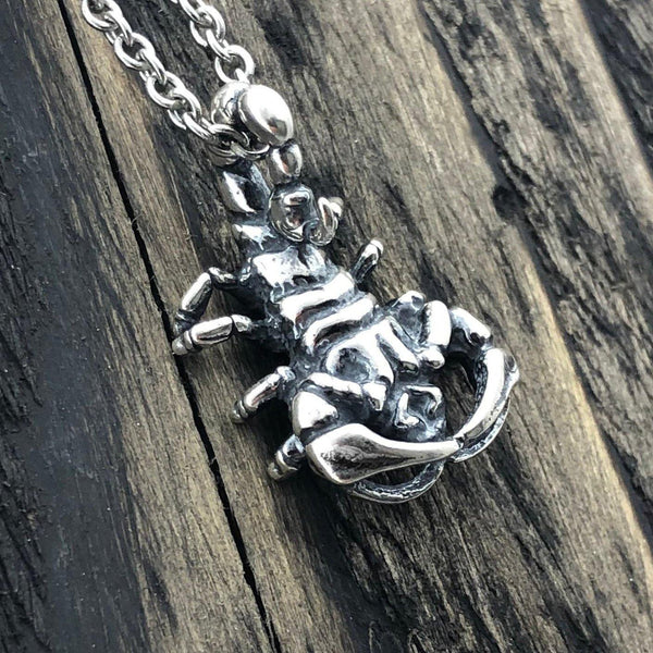 Scorpion Pendant Necklace Solid Cast Silver Plated Bronze - Moon Raven Designs