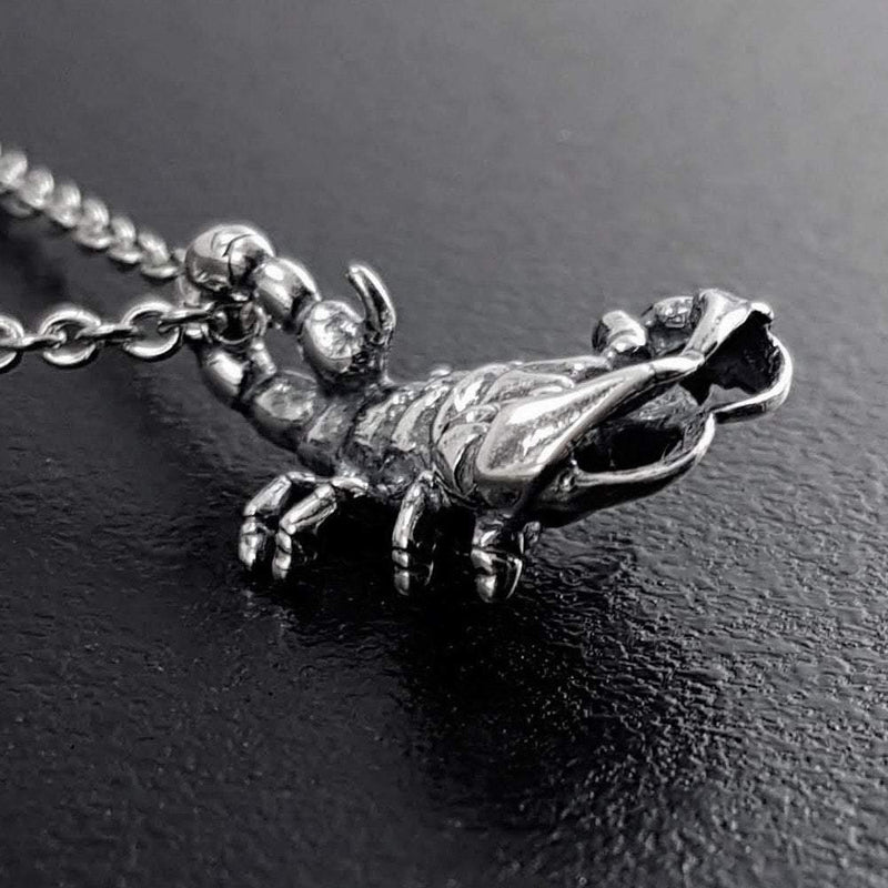 Scorpion Pendant Necklace Solid Cast Silver Plated Bronze - Moon Raven Designs