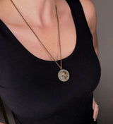 Pirate Skull Medallion Pendant Necklace Solid Gold Bronze - Moon Raven Designs