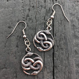 Auryn Ouroboro Twin Snake Earrings Solid .925 Sterling Silver - Moon Raven Designs
