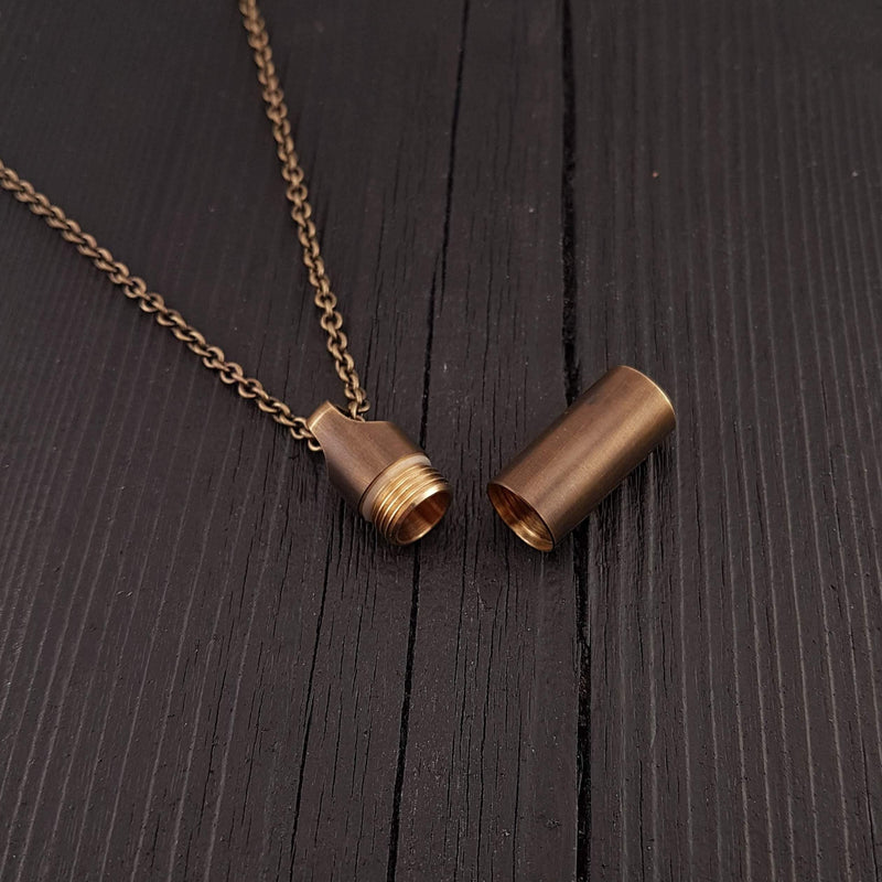 Small Antique Brass Cylinder Capsule - Moon Raven Designs