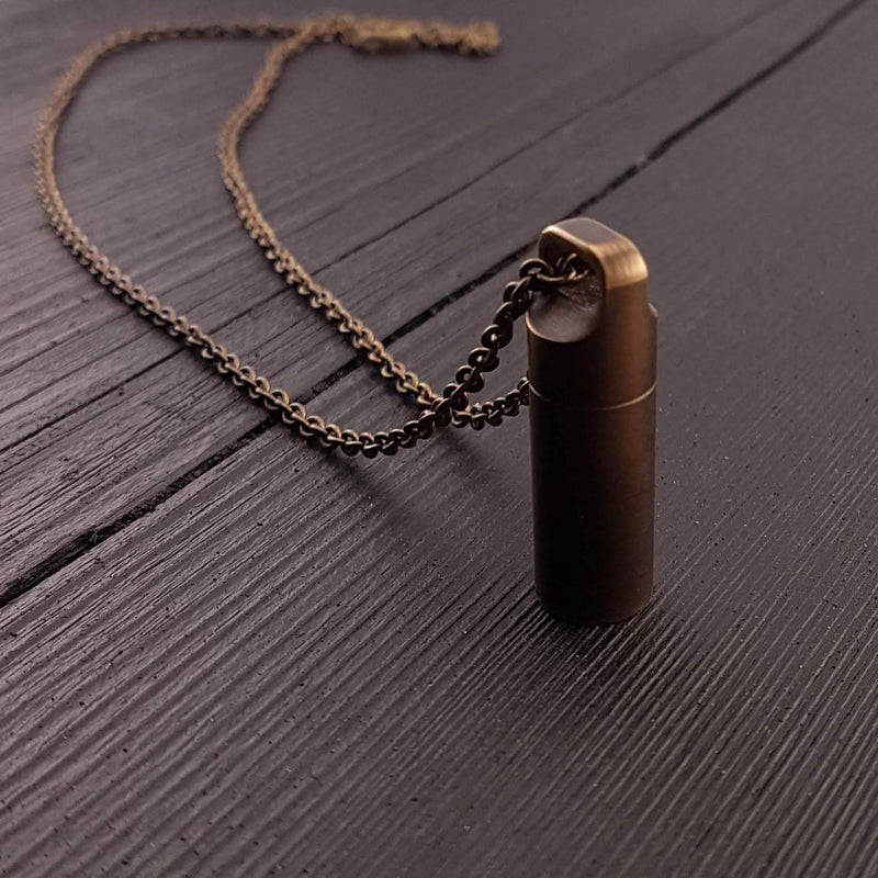 Small Antique Brass Cylinder Capsule - Moon Raven Designs