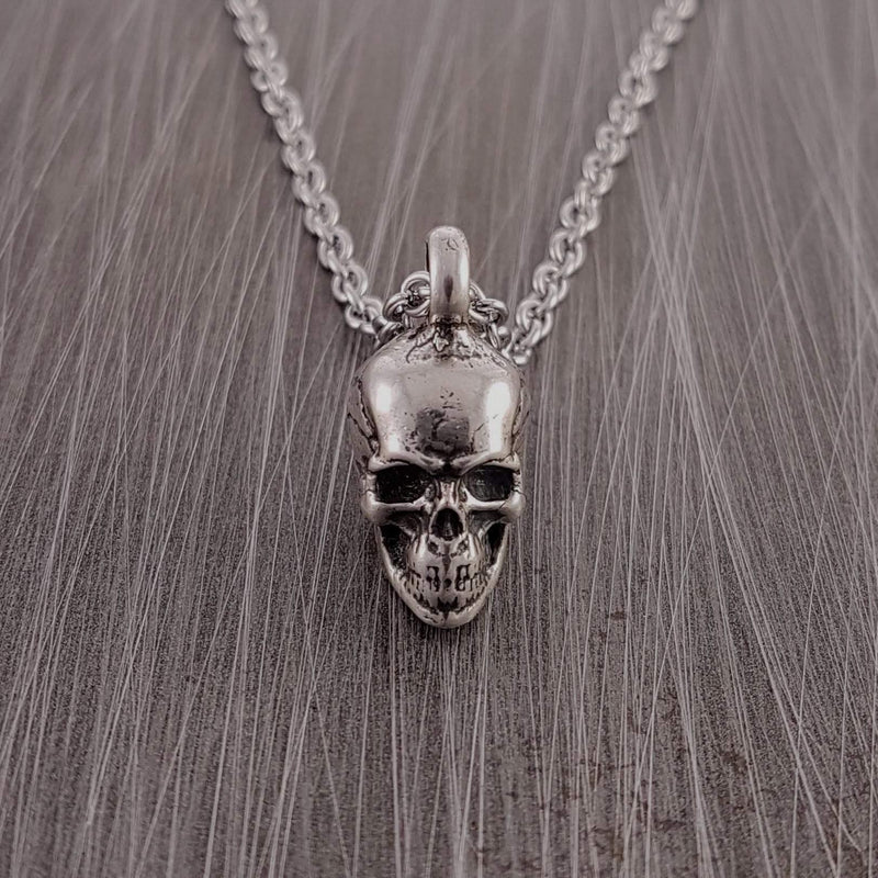 Human Skull Cremation Ash Urn Charm Necklace - Moon Raven Designs