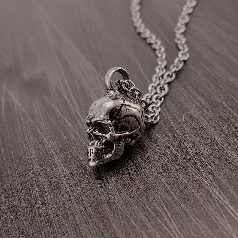 Human Skull Cremation Ash Urn Charm Necklace - Moon Raven Designs