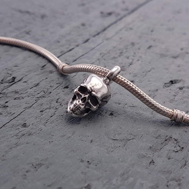Human Skull Cremation Ash Urn Bracelet Charm - Moon Raven Designs
