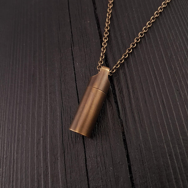 Small Antique Brass Cylinder Capsule - Moon Raven Designs