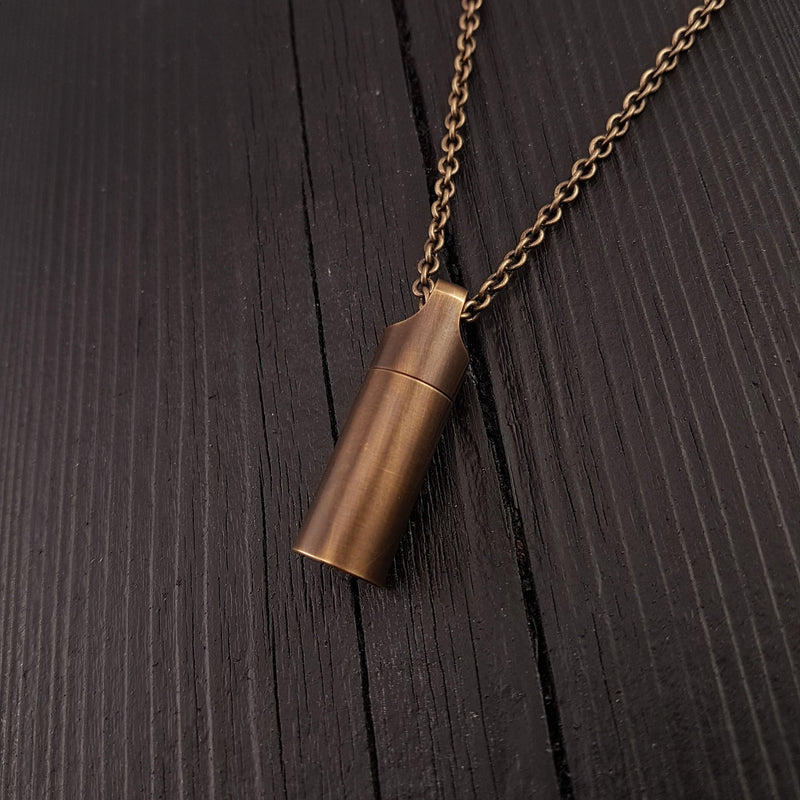 Dog Paw Print Tear Drop Cremation Ash Urn Necklace - Solid Bronze - Custom Engraved Personalised Mourning Pet Urn