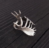 Moose Antler Wrap Ring Solid Cast 925 Sterling Silver - Moon Raven Designs