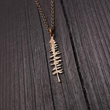 Spruce Tree Silhouette Sitka Charm Pendant Necklace Solid Cast Jeweler's Bronze - Moon Raven Designs
