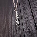 Silver Spruce Tree Silhouette Charm Sitka Pendant Necklace Solid Cast 925 Sterling Silver - Moon Raven Designs