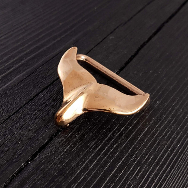 Whale Tail Belt Buckle Humpback Whale Fluke in Solid Bronze - Moon Raven Designs
