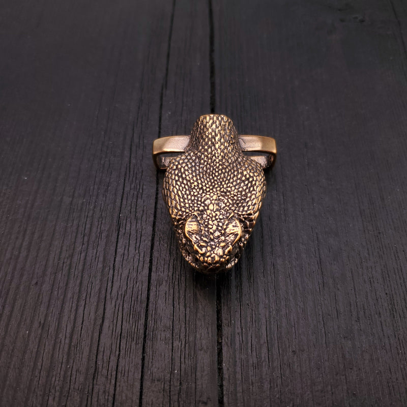 Rattlesnake Head Belt Buckle - Solid Hand Cast Bronze - Fits 1.5 Inch Belt - Oxidised Antique Finish - Life Size - Snake Gift for Him