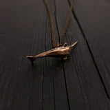 Narwhal Charm Pendant Necklace - Solid Hand Cast Bronze - Polished Finish - Arctic Unicorn of the Sea - Unisex Jewelry Gift for Him or Her