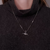 Hummingbird Charm Pendant Necklace - Solid Hand Cast 925 - Oxidized Polished Finish - Three dimensional Detail - Multiple Chain Lengths