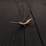 Narwhal Charm Pendant Necklace - Solid Hand Cast Bronze - Polished Finish - Arctic Unicorn of the Sea - Unisex Jewelry Gift for Him or Her