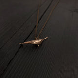 Narwhal Charm Pendant Necklace - Solid Hand Cast Bronze - Polished Finish - Arctic Unicorn of the Sea - Unisex Jewelry Gift for Him or Her