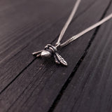 Tiny Honey Bee Charm Necklace - Solid Hand Cast 925 Sterling Silver - Completely Three Dimensional  Jewelry Gift for Her