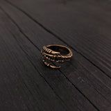 Bird Claw Talon Wrap Ring - Solid Hand Cast Jewelers Bronze - Sizes 4.5 to 11 Available - Unisex Crow Foot Statement Jewelry Gift