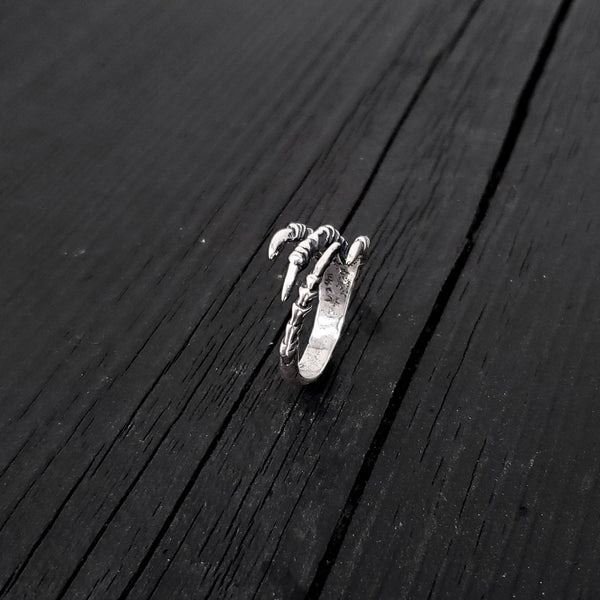 Bird Claw Talon Wrap Ring - Solid Hand Cast 925 Sterling Silver - Unique Statement Ring - Crow Raven Unisex Gift - Sizes 4.5 to 11