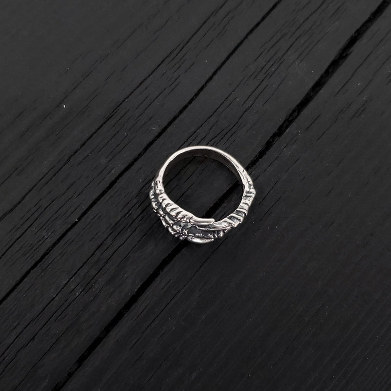 Bird Claw Talon Wrap Ring - Solid Hand Cast 925 Sterling Silver - Unique Statement Ring - Crow Raven Unisex Gift - Sizes 4.5 to 11