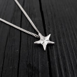 Starfish Charm Pendant Necklace - Solid Hand Cast 925 Sterling Silver - Multiple Chain Options - Ocean Wildlife Gift for Her