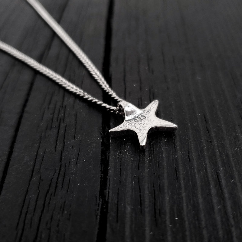 Starfish Charm Pendant Necklace - Solid Hand Cast 925 Sterling Silver - Multiple Chain Options - Ocean Wildlife Gift for Her
