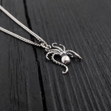Tiny Octopus Charm Pendant Necklace - Solid Hand Cast 925 Sterling Silver - Polished Oxidised Finish - Multiple Chain Lengths - Unisex Gift