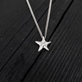 Starfish Charm Pendant Necklace - Solid Hand Cast 925 Sterling Silver - Multiple Chain Options - Ocean Wildlife Gift for Her