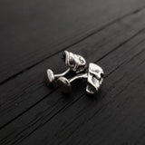Human Skull Cufflinks - Solid Hand Cast 925 Sterling Silver - Polished Oxidized Finish - Unisex Suit Accessory Gift for Him or Her