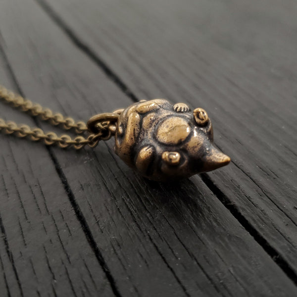 Baby Otter Charm Pendant Necklace - Solid Hand Cast Jewelers Bronze - Polished Oxidised Finish - Unisex Gift - Multiple Chain Lengths