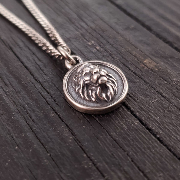 African Lion Charm Necklace - Solid 925 Sterling Silver - Courage Strength Gift for Her - Multiple Chain Options