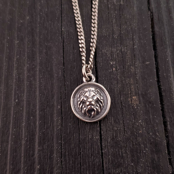 African Lion Charm Necklace - Solid 925 Sterling Silver - Courage Strength Gift for Her - Multiple Chain Options