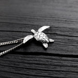 Sea Turtle Charm Pendant Necklace - Solid Cast 925 Sterling Silver - Polished Oxidized Finish - Multiple Chain Lengths - Unisex Turtle Gift