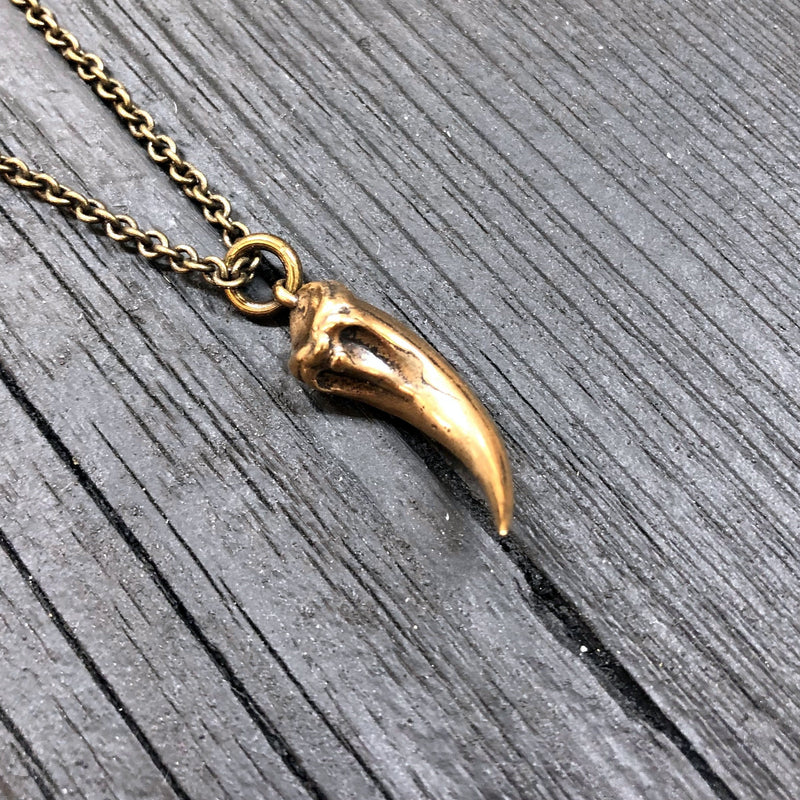 Velociraptor Claw Necklace in Solid Bronze Deinonychus Claw Dinosaur Claw